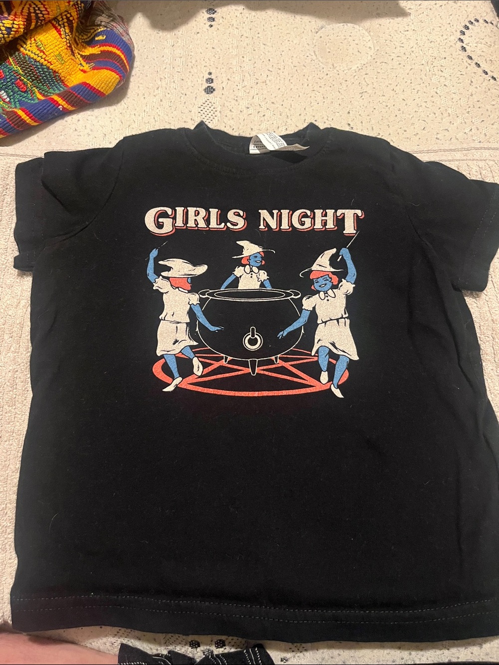 Girls Night Black Graphic Tee - Kids' Short Sleeve Top size 2t